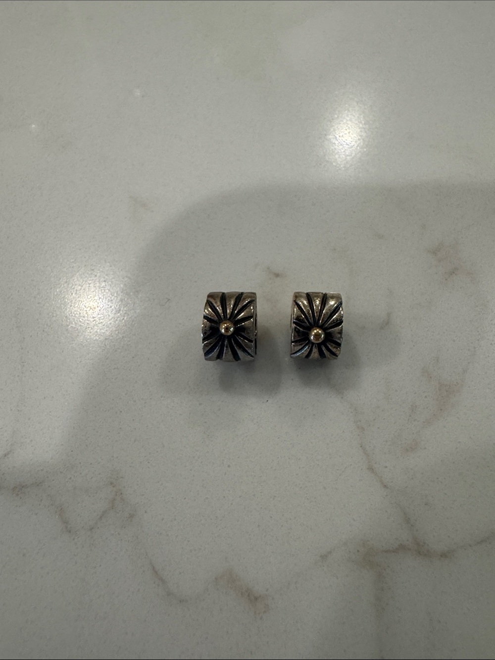 Pandora Silver Tone Charm clips with Gold Accents